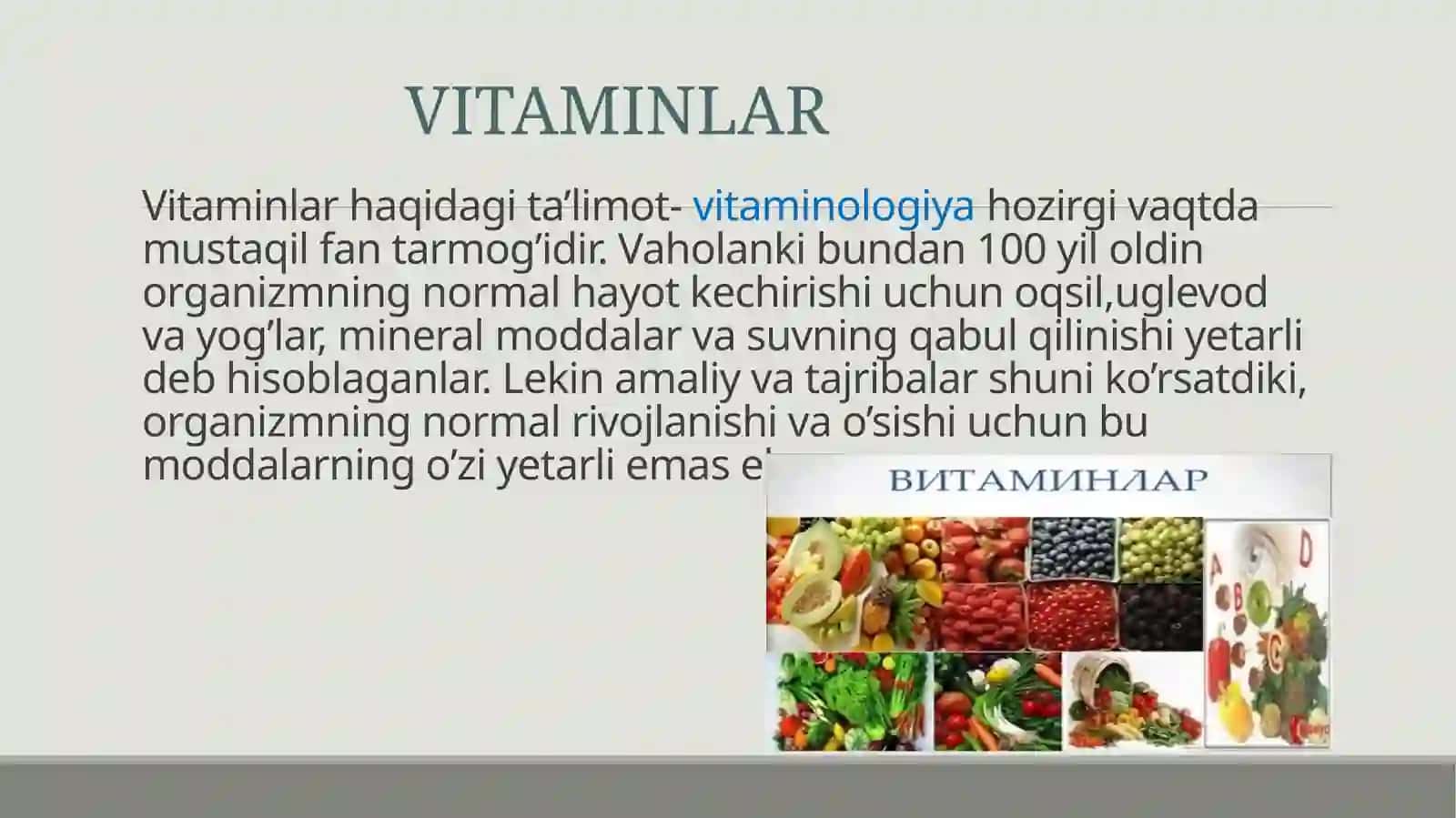 Vitaminlar haqida umumiy tushuncha 2