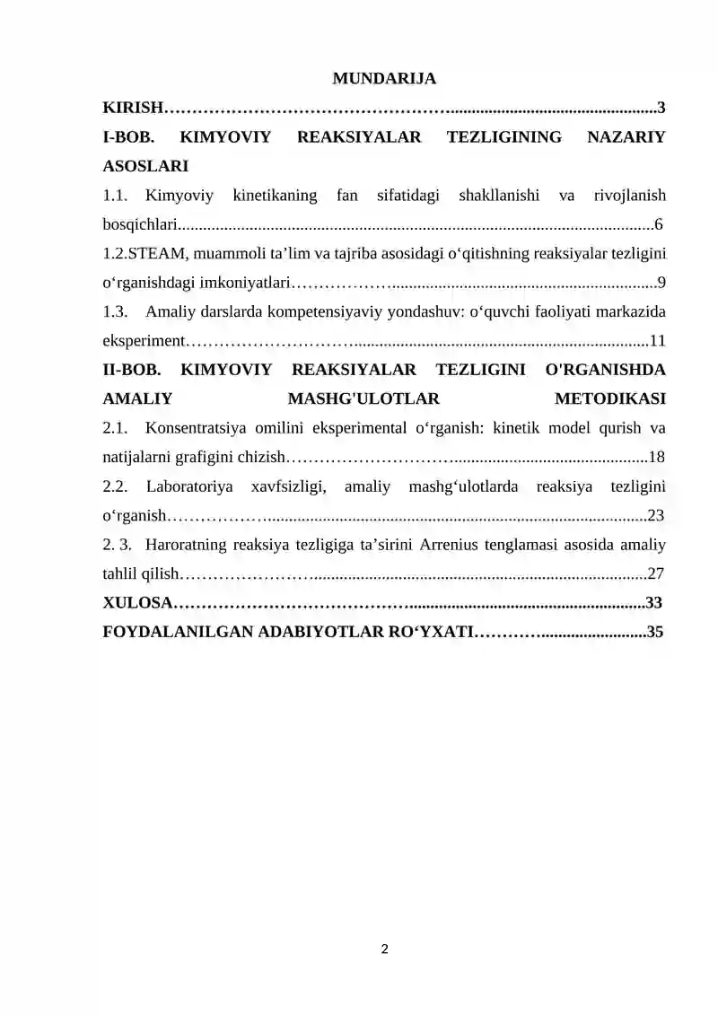 Kimyoviy reaksiyalar tezligini oʻrganishda amaliy mashgʻulotlarni qoʻllash 2