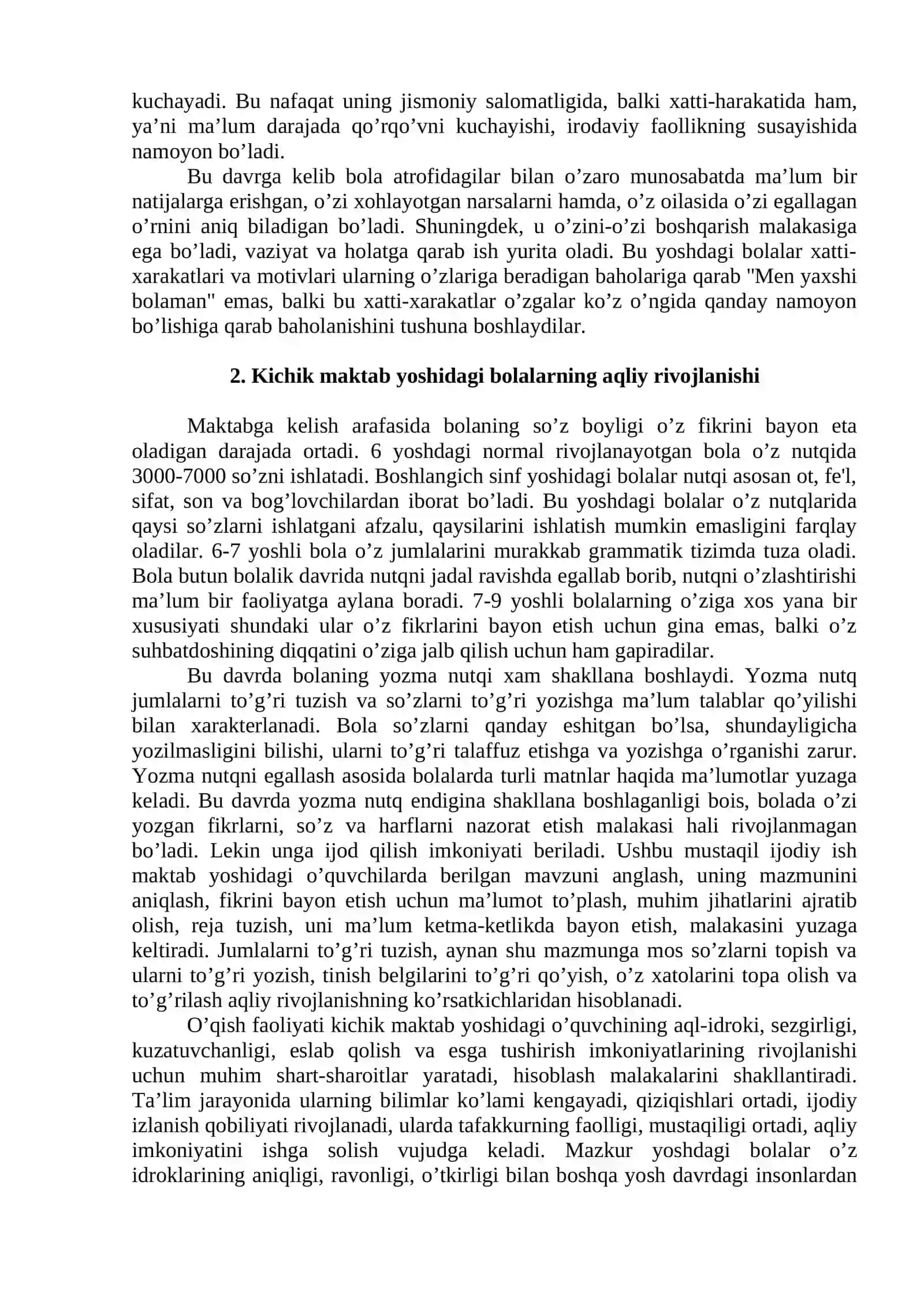Kichik maktab yoshi davrida psixik rivojlanish xususiyatlari 2