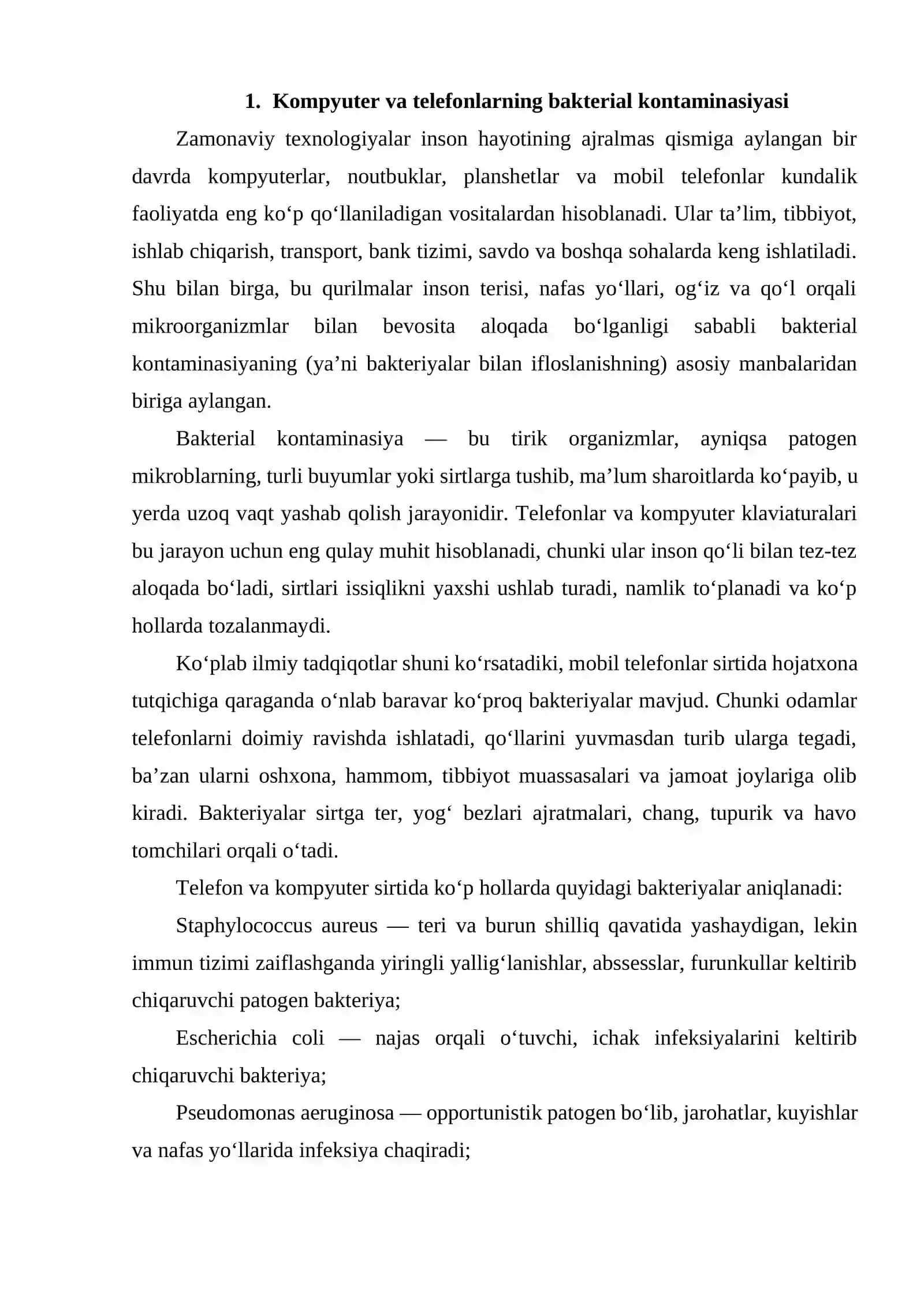 Kompyuter va Telefonlarning Bakterial Kontaminasiyasi 2