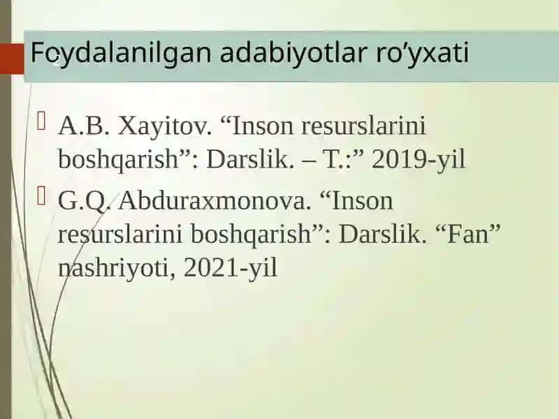 Mehnat jamoalarini rejalashtirish va boshqarish 2