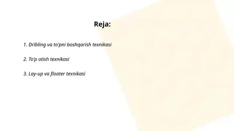 Basketbol oʻyin texnikasi va taktikasi 2