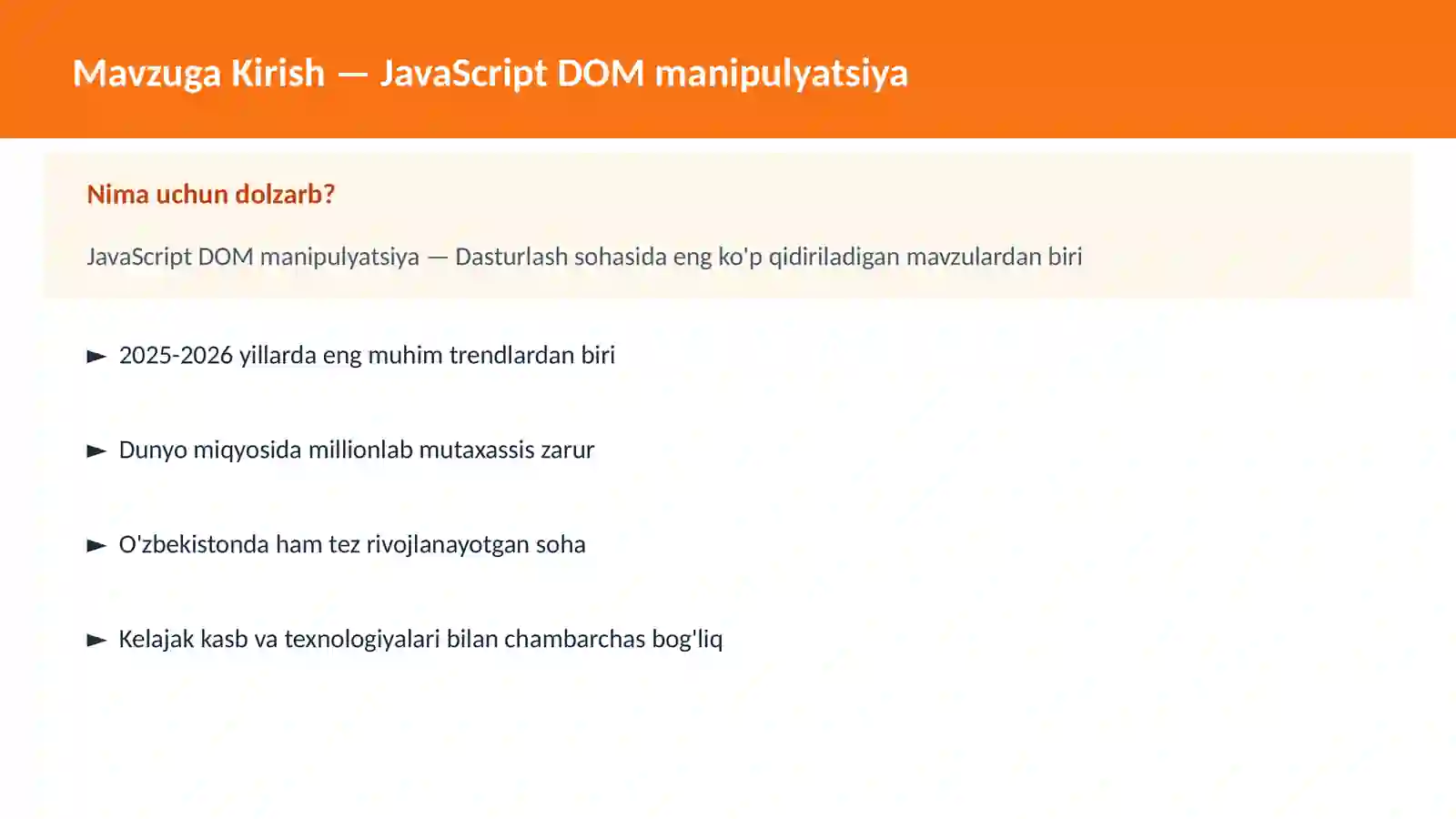 JavaScript DOM manipulyatsiya 2