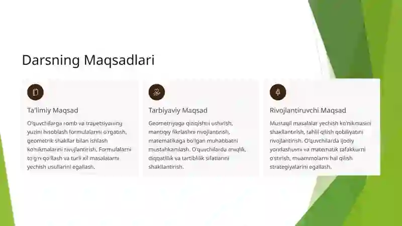 Romb va Trapetsiyaning Yuzi 2
