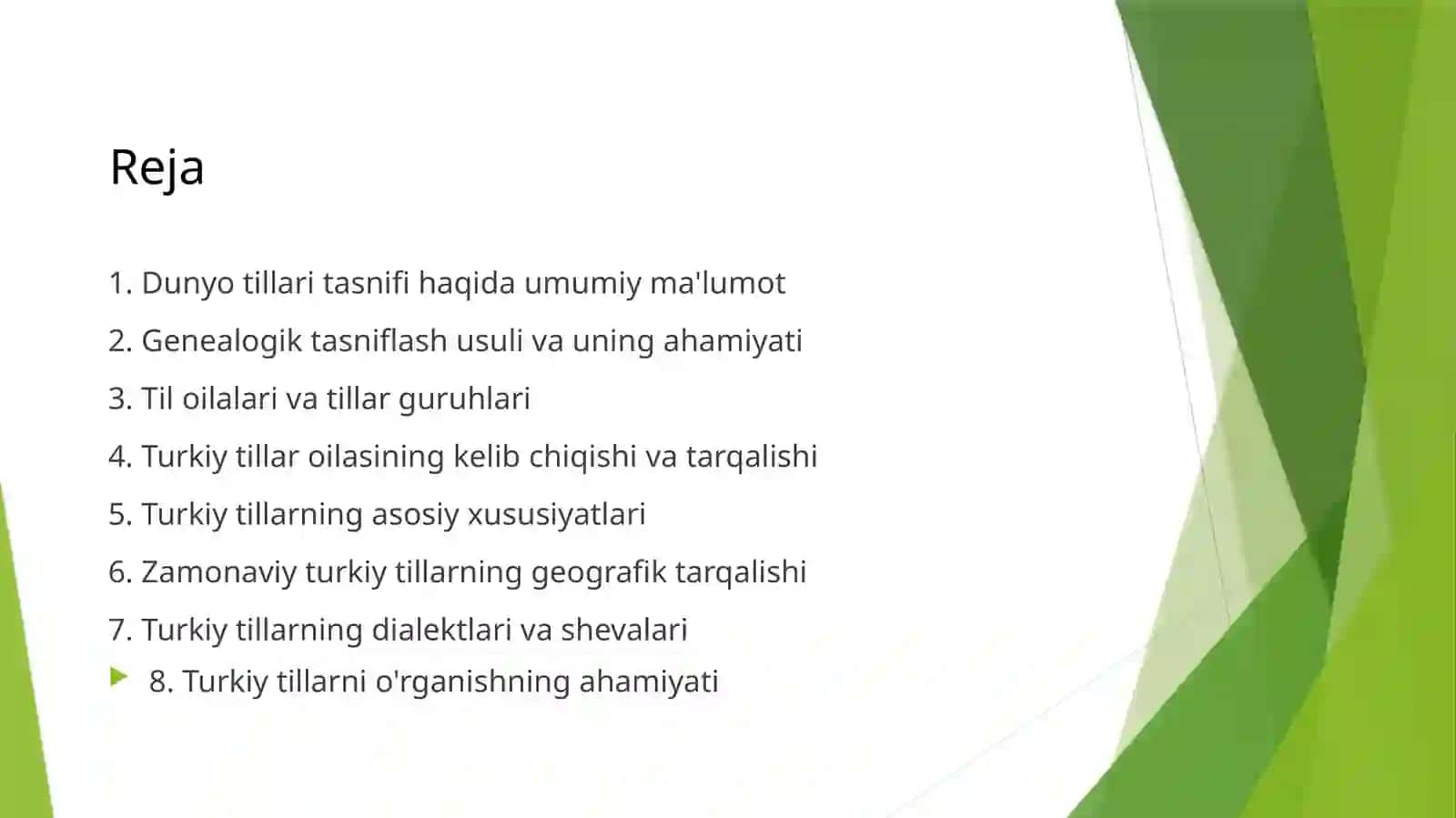 Dunyo tillari tasnifi va turkiy tillar oilasi 2
