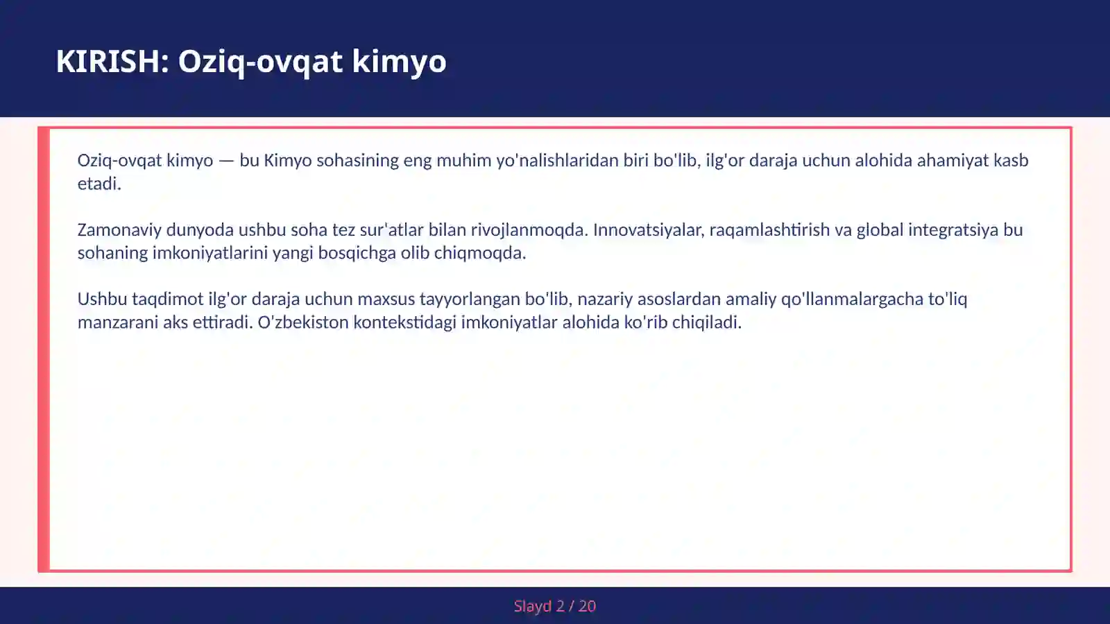 Oziq-ovqat kimyo 2
