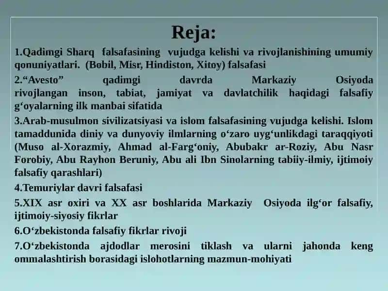 FALSAFIY TAFAKKUR TARAQQIYOT BOSQICHLARI: SHARQ FALSAFASI 2
