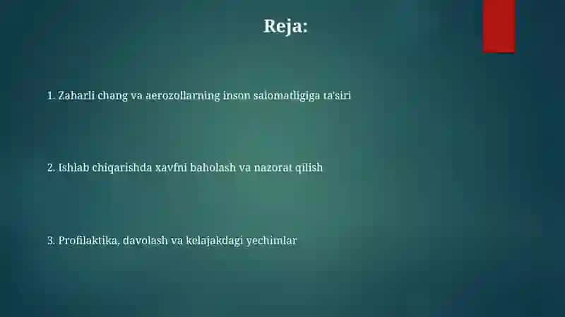 Zaharli chang va aerozollarning inson salomatligiga ta'siri 2