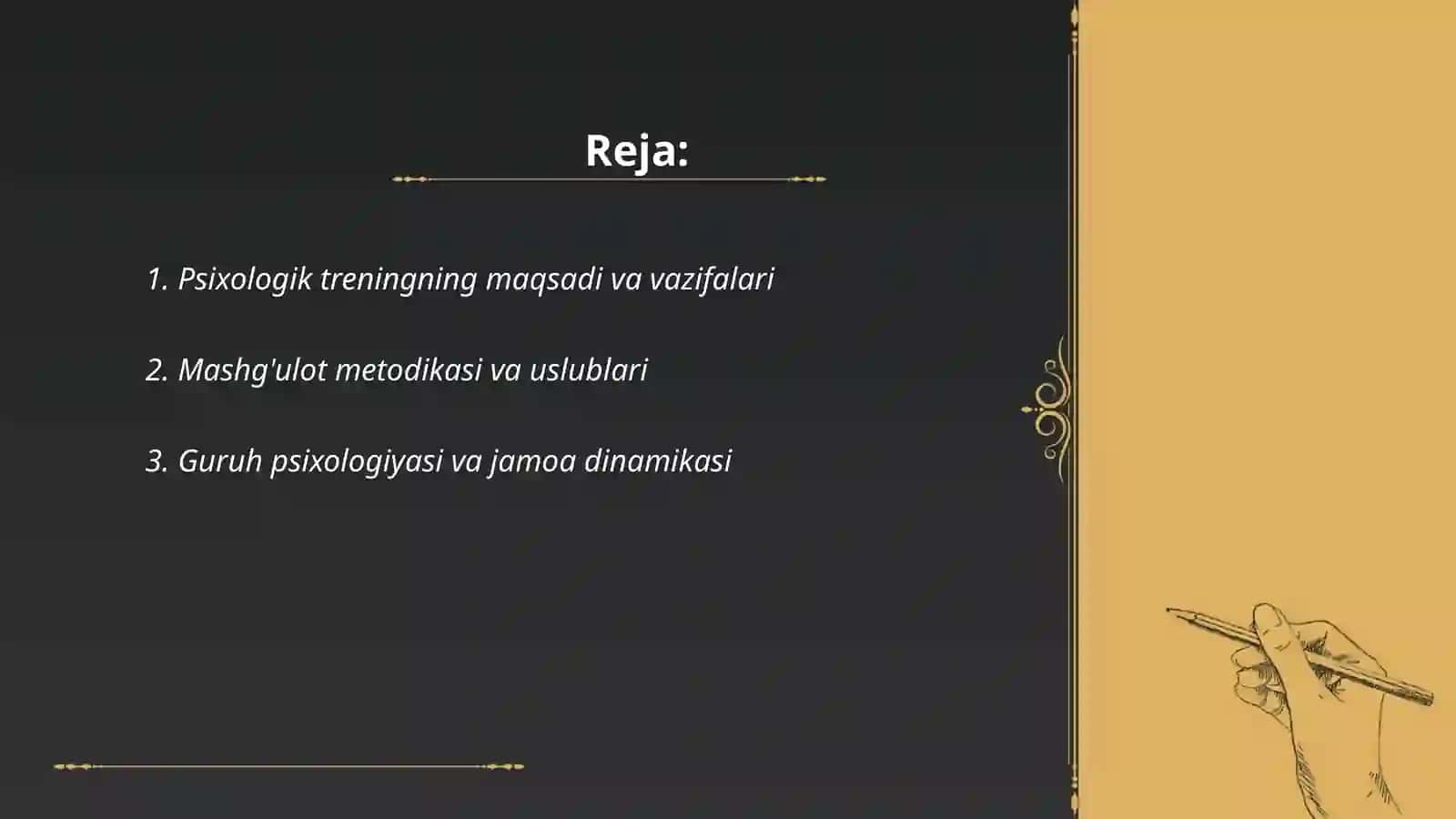 Psixologik trening bo'yicha umumiy tushincha 2