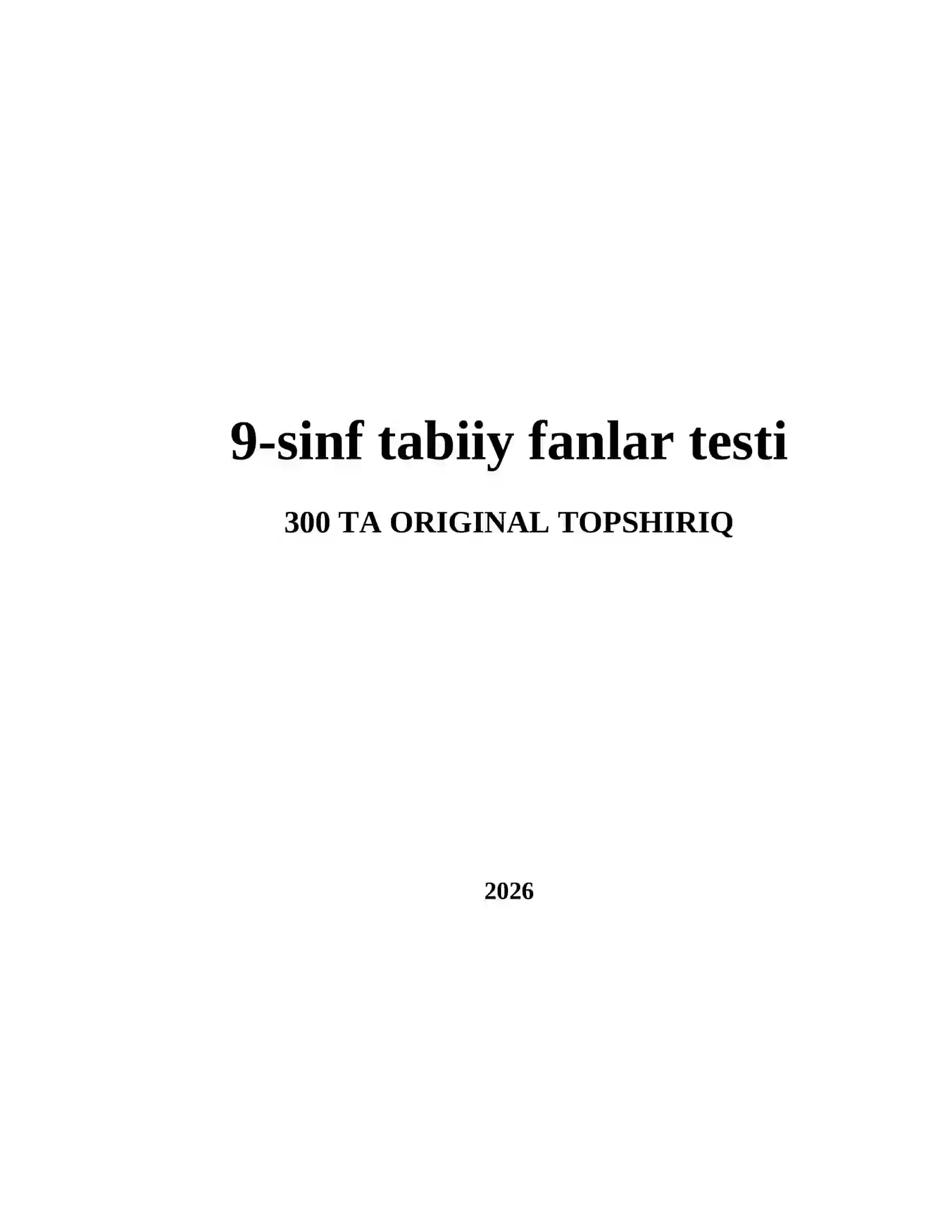9-sinf tabiiy fanlar testi 2
