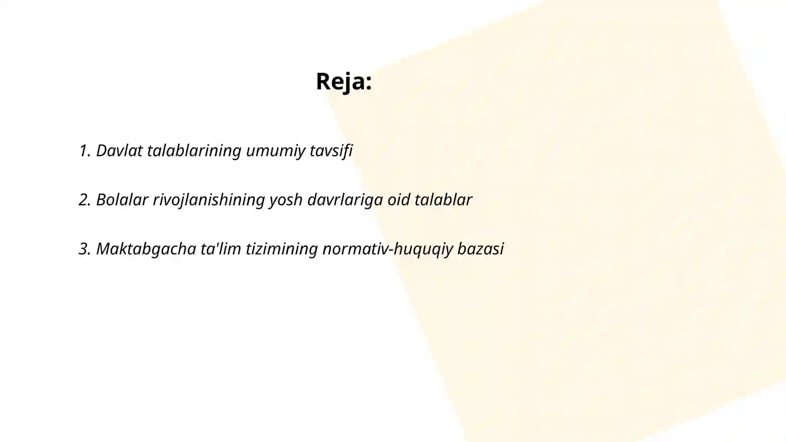 Bolalar rivojlanishining yosh davrlariga oid talablar 2