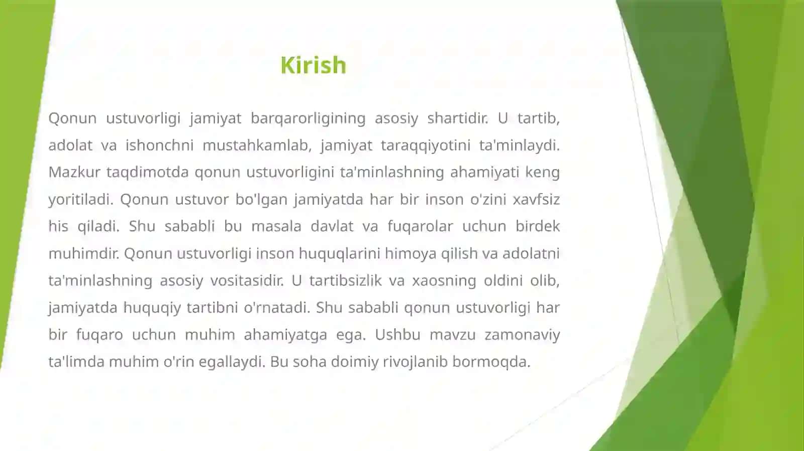 JAMIYATDA QONUN USTUVORLIGINI TA'MINLASHNING AHAMIYATI 2
