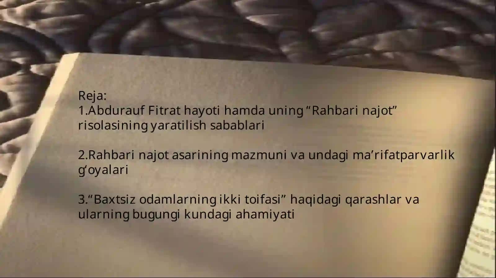 AbduraufFitratning "Rahbarinajot" risolasidagi "Baxtsizodamlaringikkitoifasi" gaoidqarashlari 2