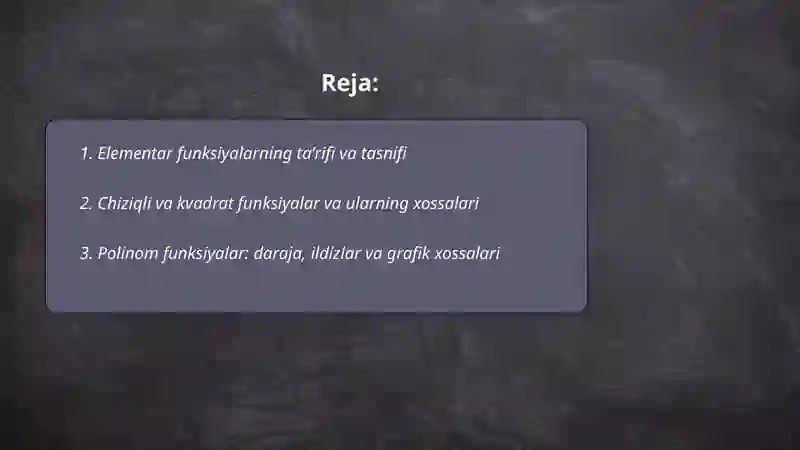 Elementar funksiyalar va ularning xossalari 2