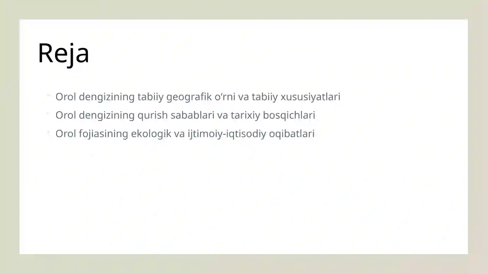 Orol dengizi muammosini oʻrganish 2