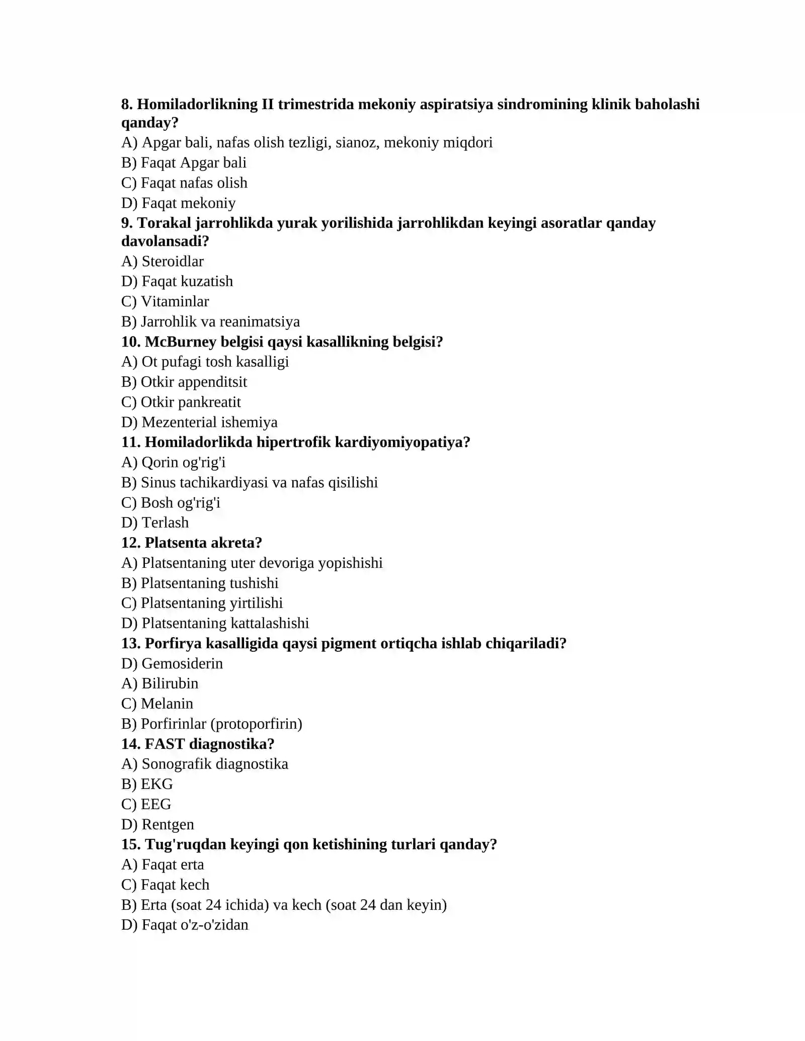 ARGOS mutaxassisligi testlari 2