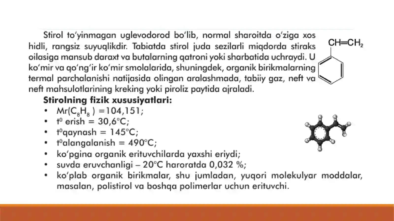 Stirolni olinish, xossalari va ishlatilish 2