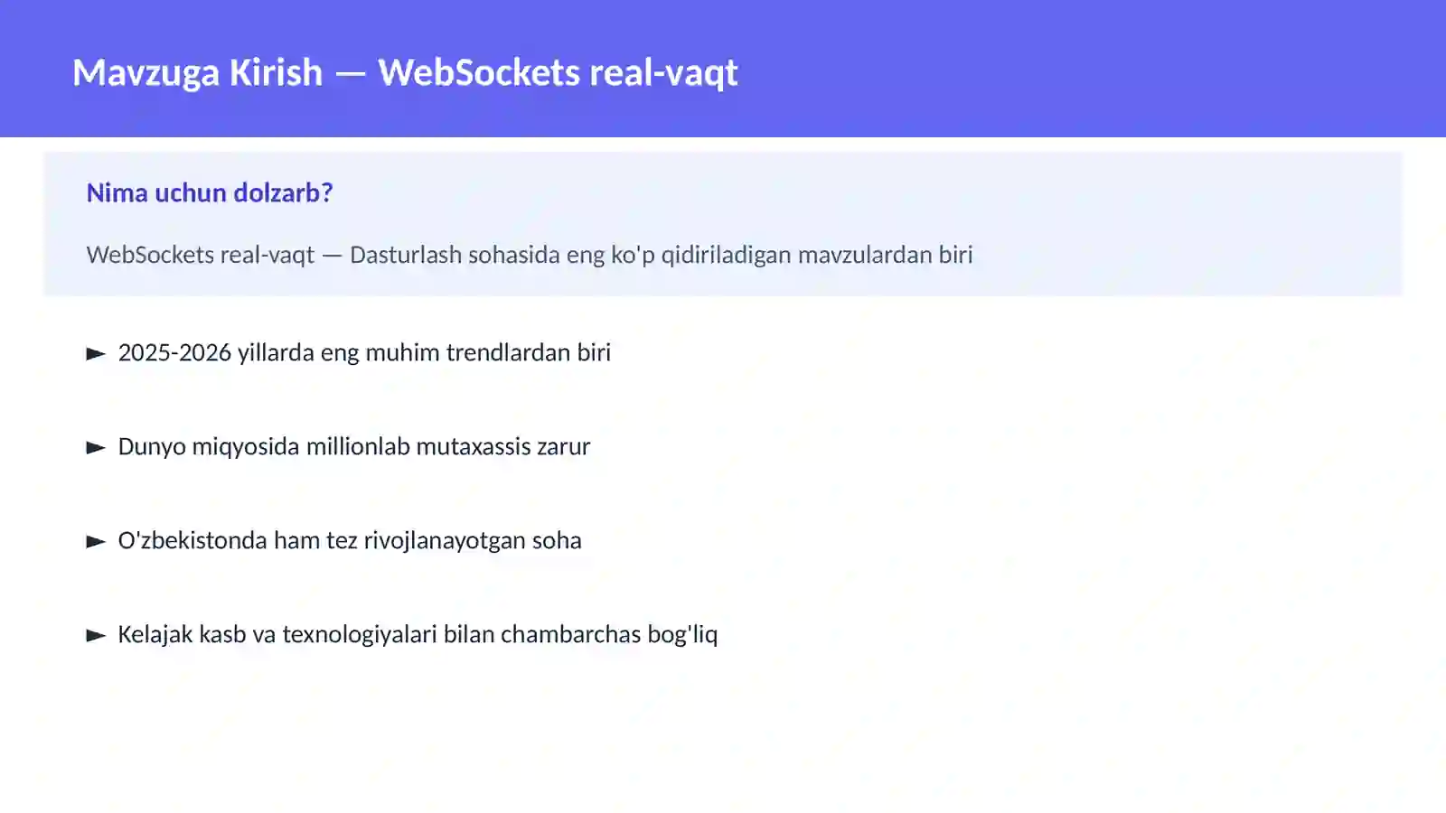 DASTURLASH | JAVASCRIPT VA WEB 2