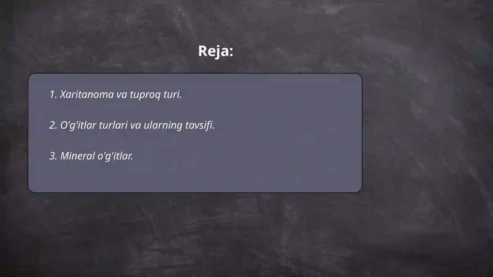 Xaritanoma asosida o'g'itlardan foydalanish rejasini tuzish 2