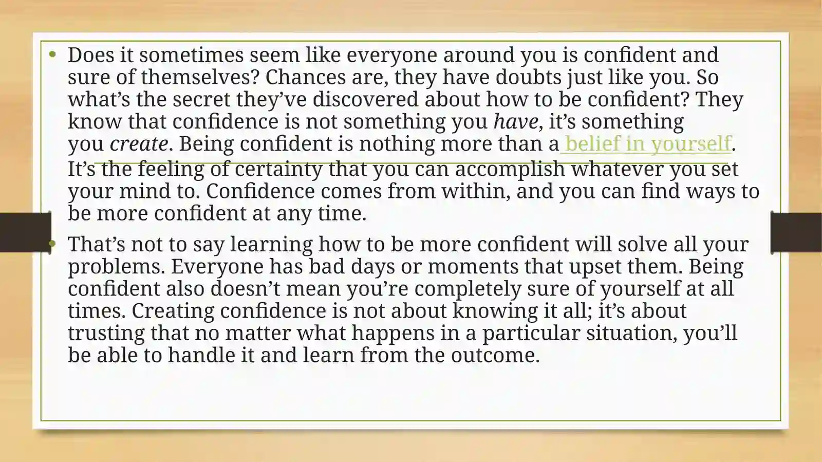 How to be CONFIDENT 2