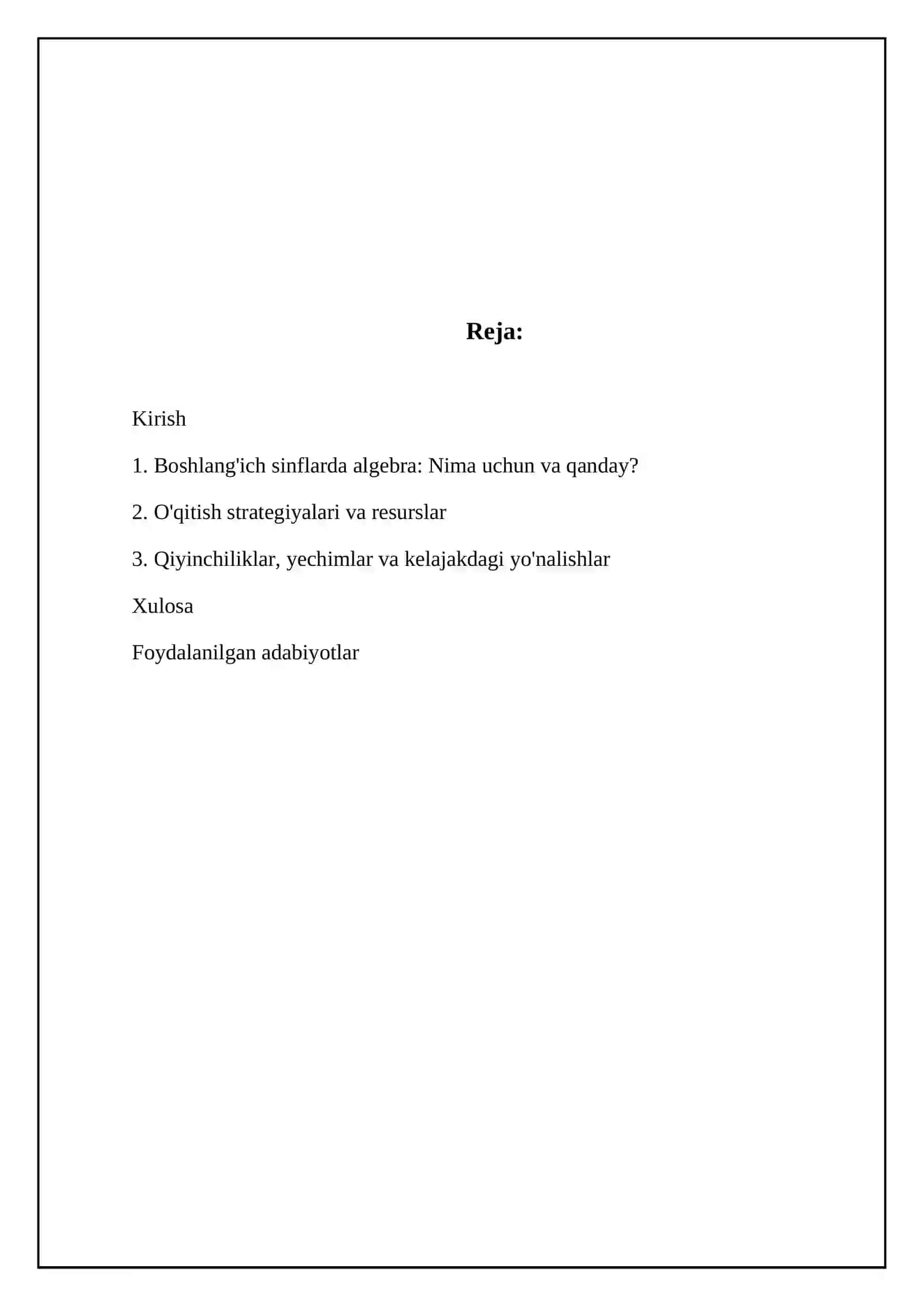 Boshlangich sinflarda algebra elementlarini o'rgatishga doir masalalar yechish 2