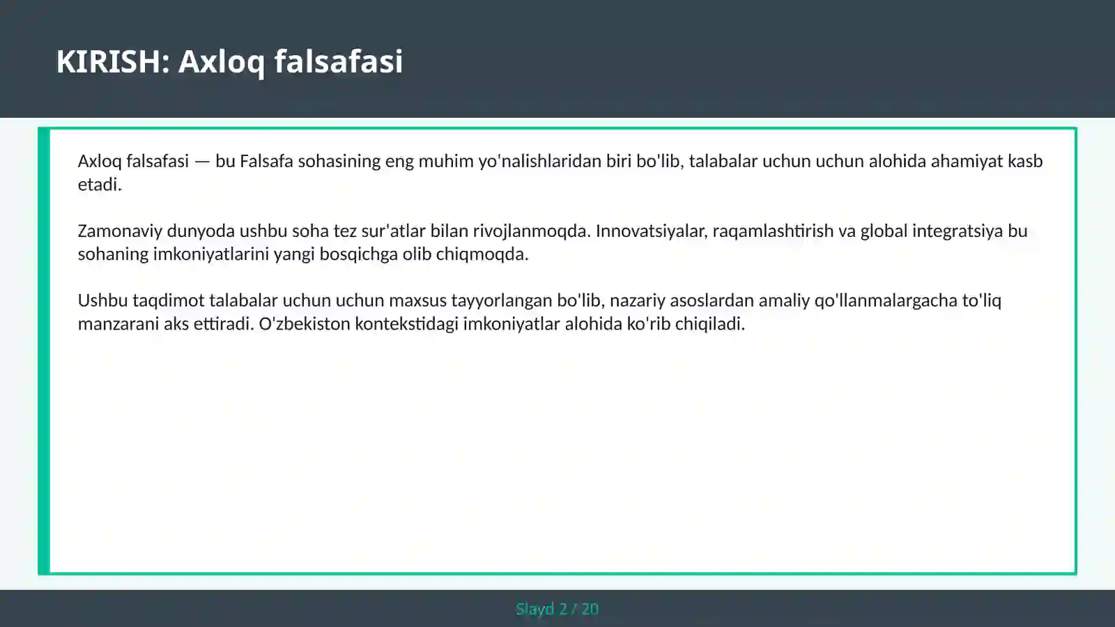 AXLOQ FALSAFASI 2