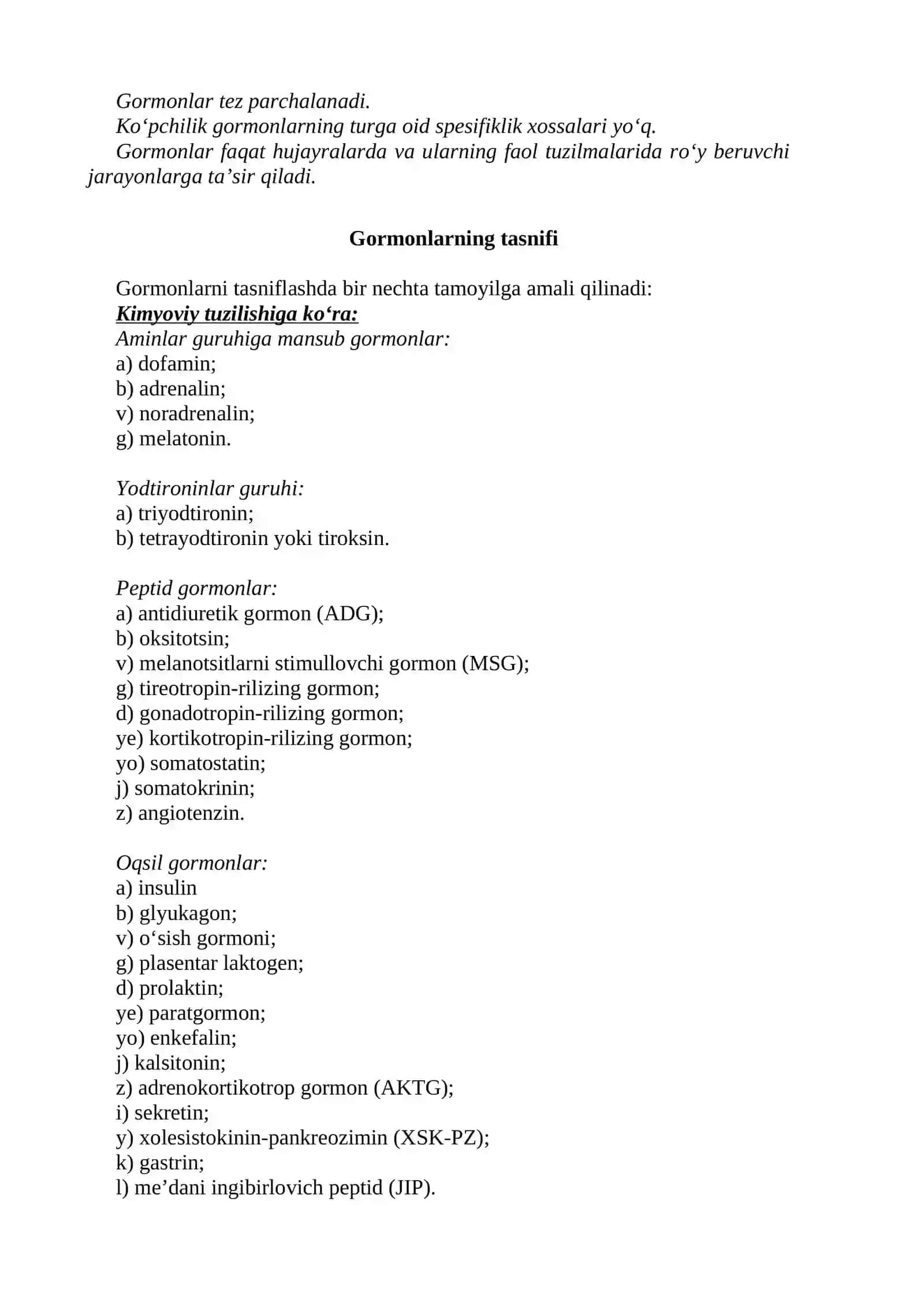 Ichki sekresiya bezlari faoliyatini o‘rganish usullari. Gipofiz va qalqonsimon bez fiziologiyasi 2