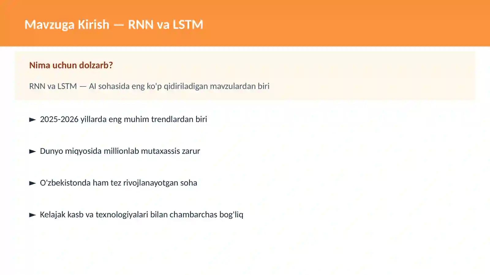 AI | DEEP LEARNING VA NEYRON TARMOQLAR 2