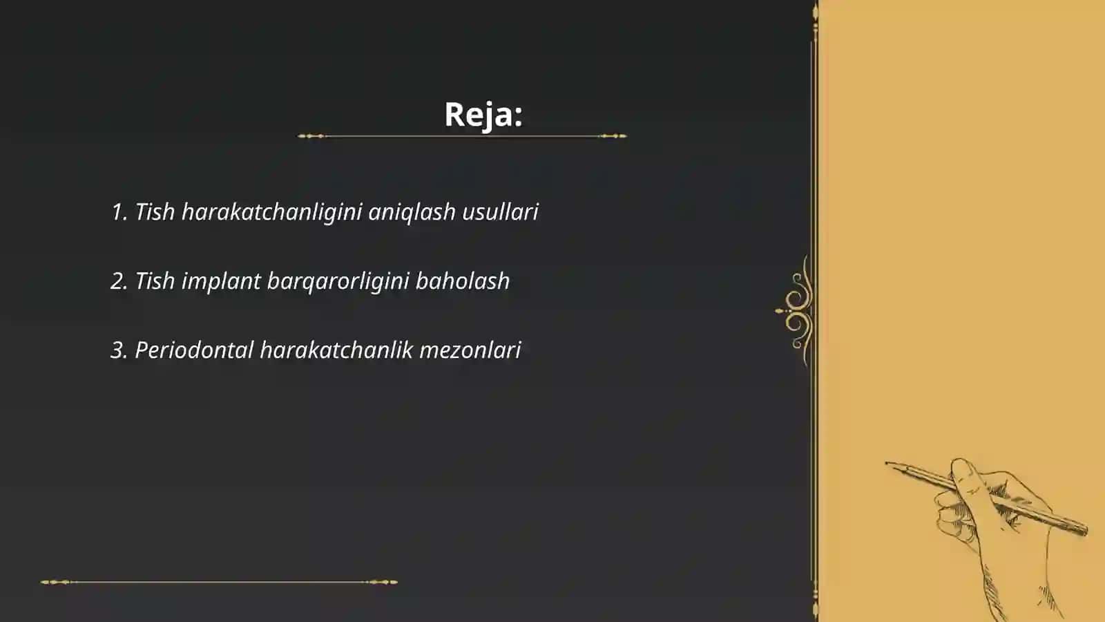Tish harakatchanligini va implant barqarorligi aniqlash usullari (IBK) 2