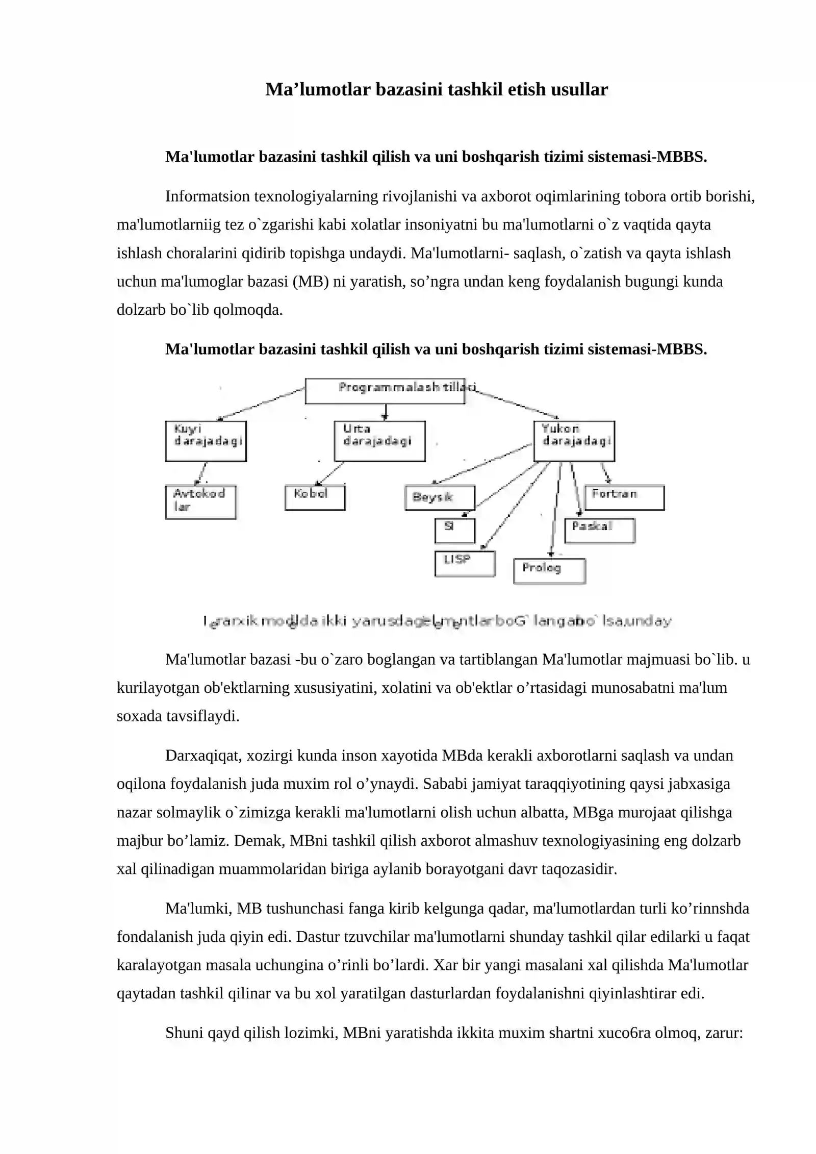 Ma'lumotlar bazasini tashkil etish usullar 2