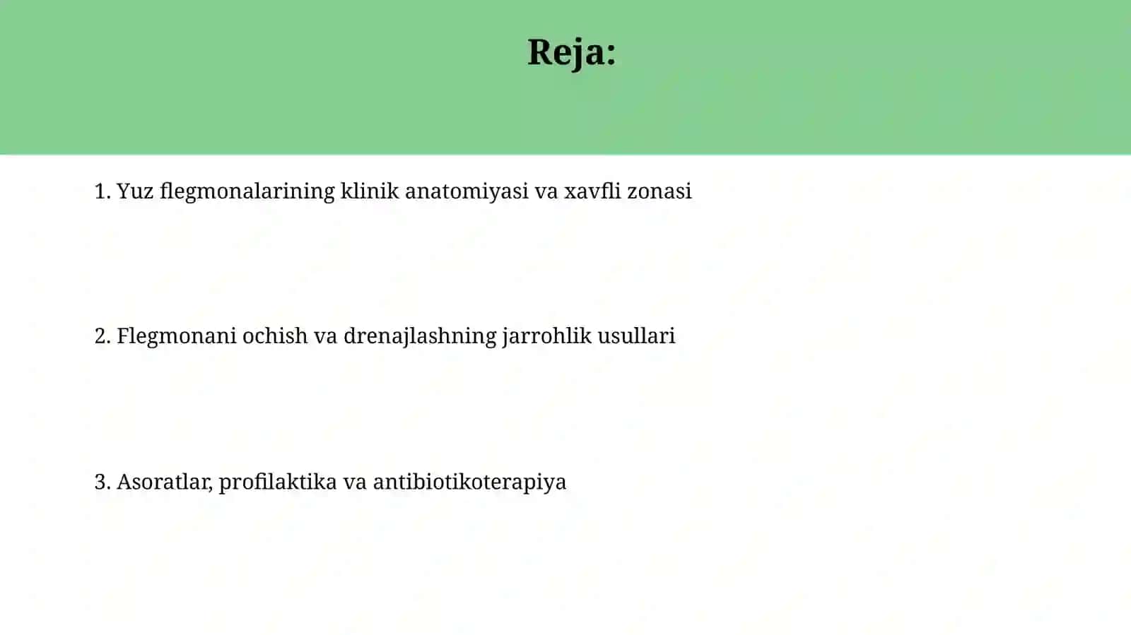 Yuzning yuza flegmonalarining ochish hamda drenejlashning klinikanatomikasoslari 2