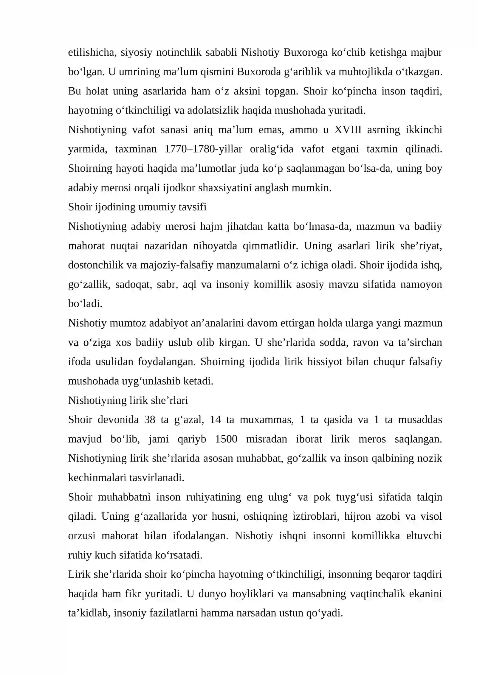 Nishotiy hayoti va ijodi 2
