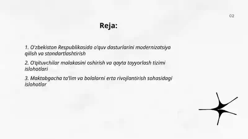 O'zbekiston Respublikasida ta'lim sohasida amalga oshirilgan islohotlar 2