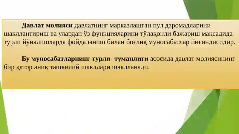 ДАВЛАТ МОЛИЯСИНИНГ МОҲИЯТИ ВА АҲАМИЯТИ 2