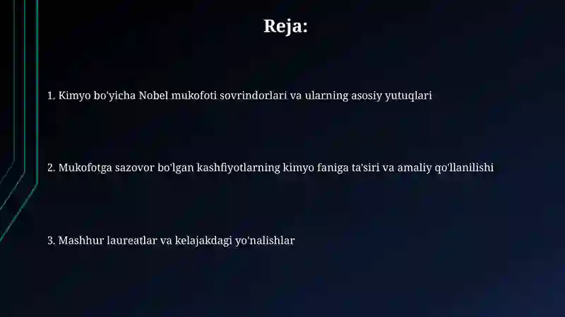 Nobel mukofoti Kimyo sohasida 2