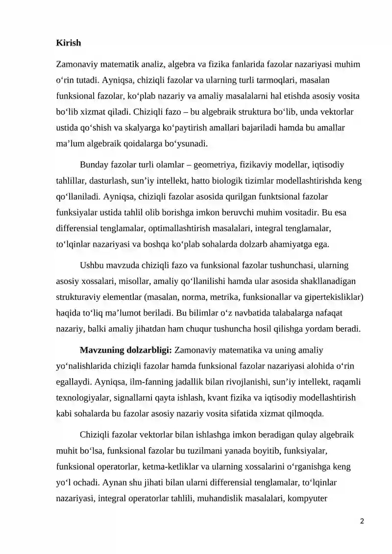 Chiziqli Fazo 2
