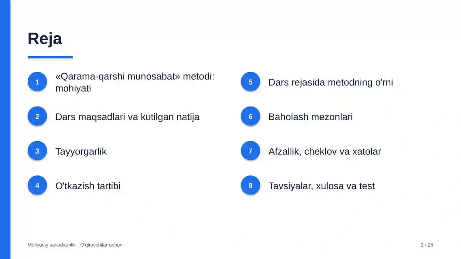 moliyaviy savodxonlik darslarida qarama qarshi munosabat metodidan foydalanish 9899 2