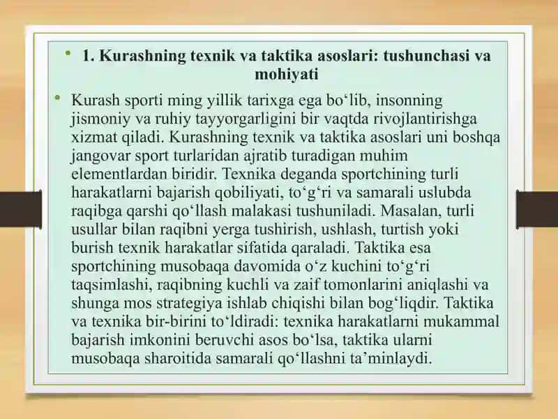 Kurashda amaliy usullarni o‘rgatish texniki va taktikasi 2