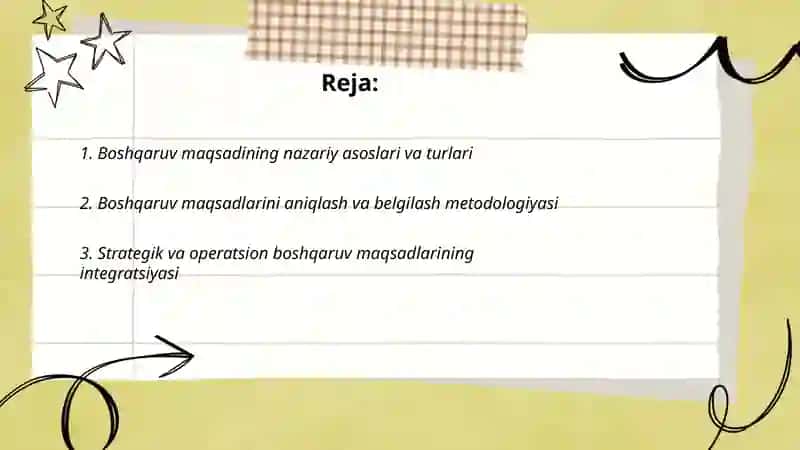 Boshqaruv maqsadi va boshqaruv jarayonini tadqiq qilish 2