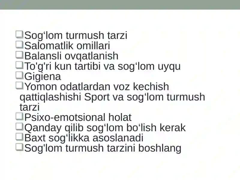 Sog‘lom turmush tarzi 2