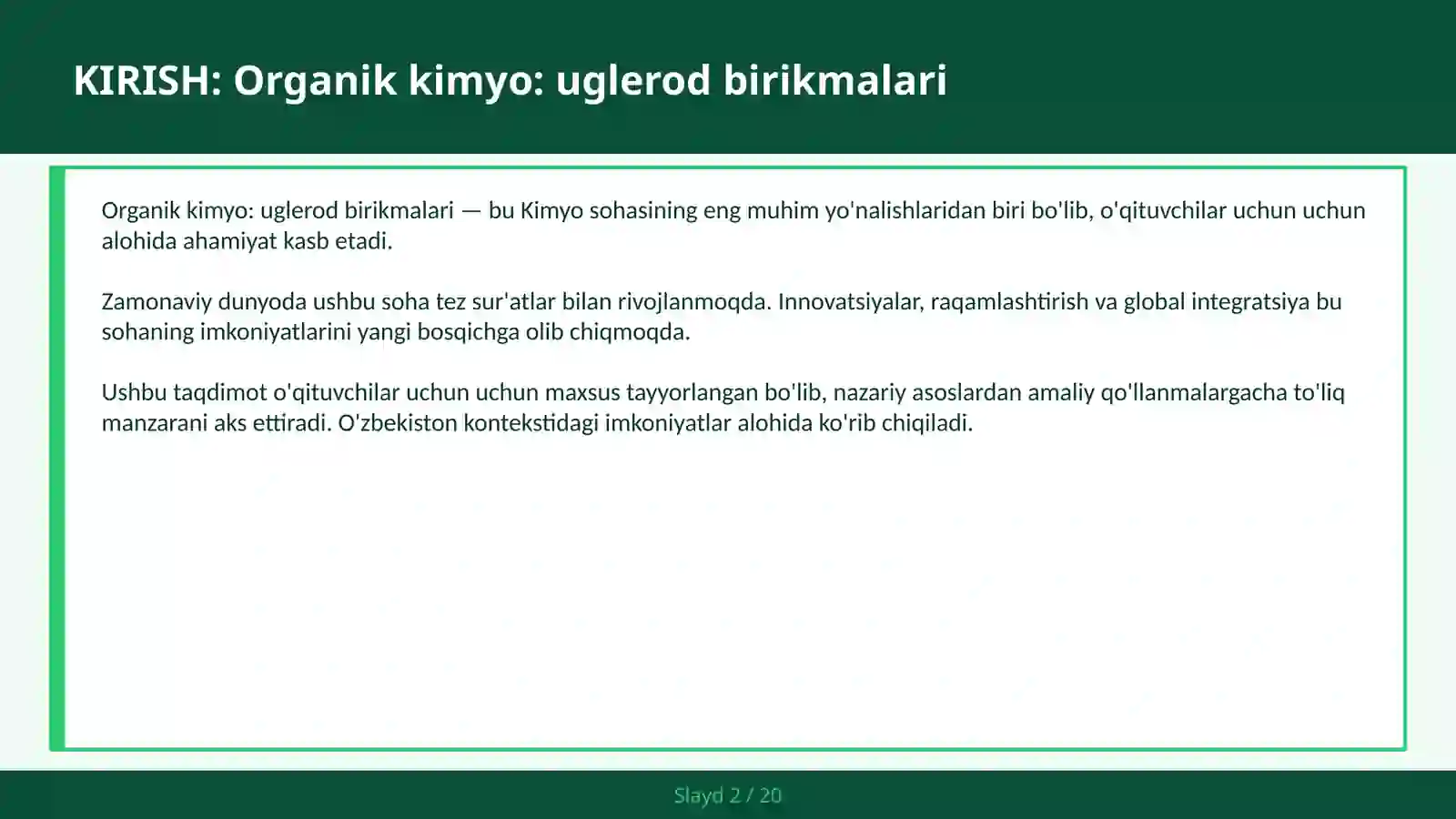 Organik kimyo: uglerod birikmalari 2