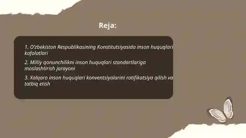 Oʻzbekistonda inson huquqlari va erkinliklari kafolatining yaratilishi 2