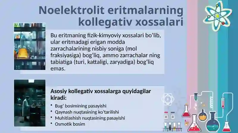 Noelektrolit eritmalarning kollegativ xossalari 2