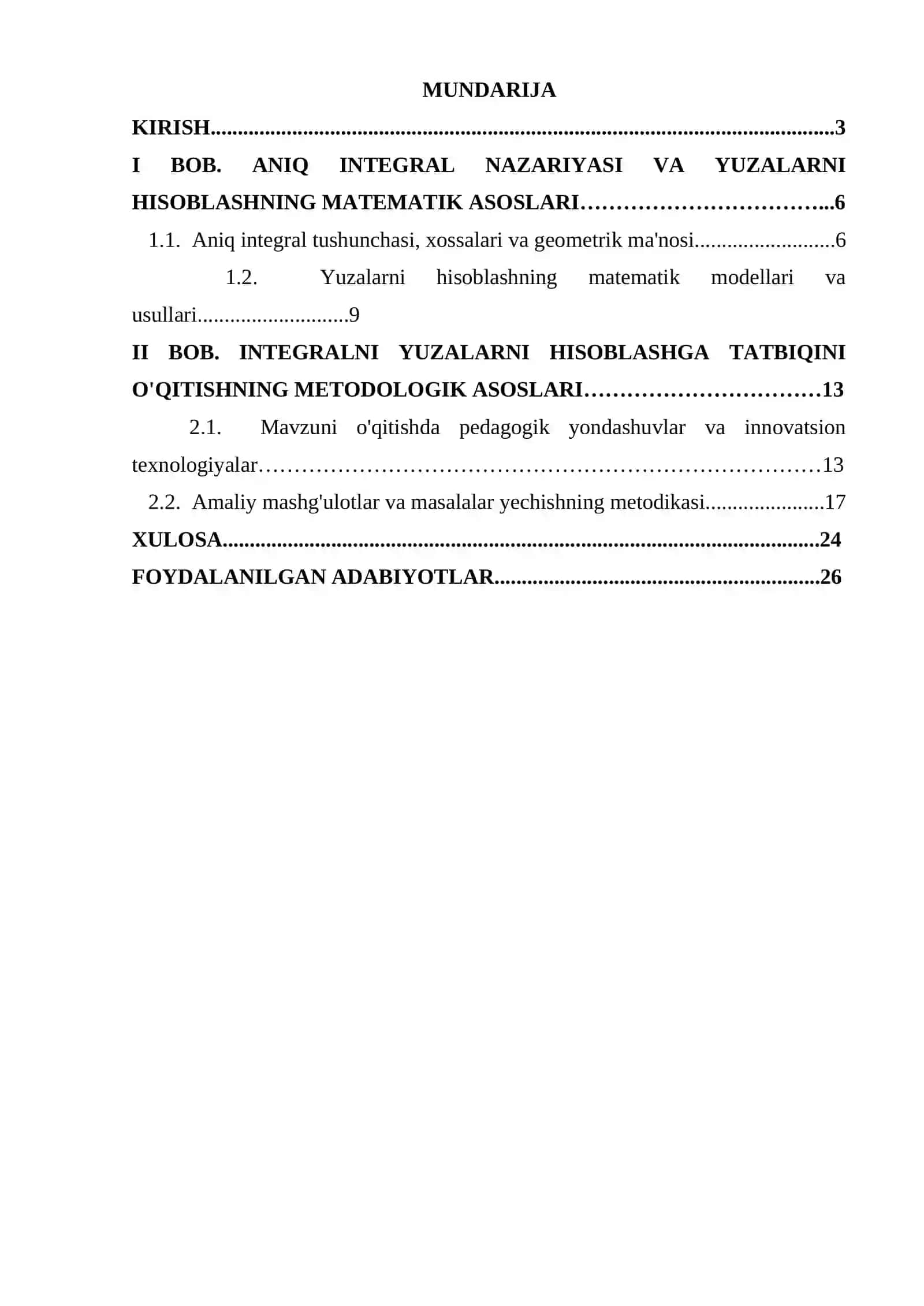 «Integralni yuzalarni hisoblashga tatbiqini o'qitish metodikasi» 2