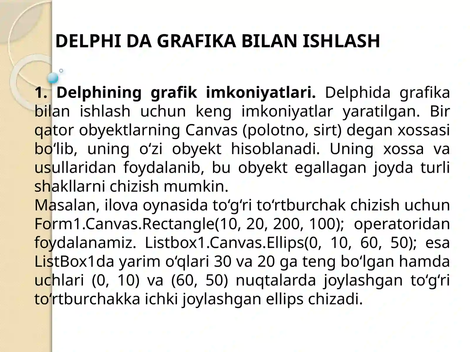 DELPHI DA GRAFIKA BILAN ISHLASH 2