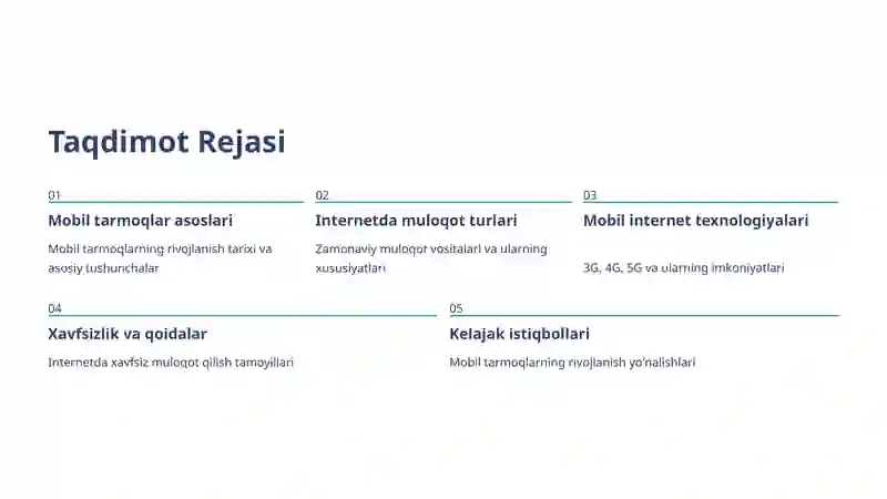 Internetda muloqot qilish. Mobil tarmoqlar 2