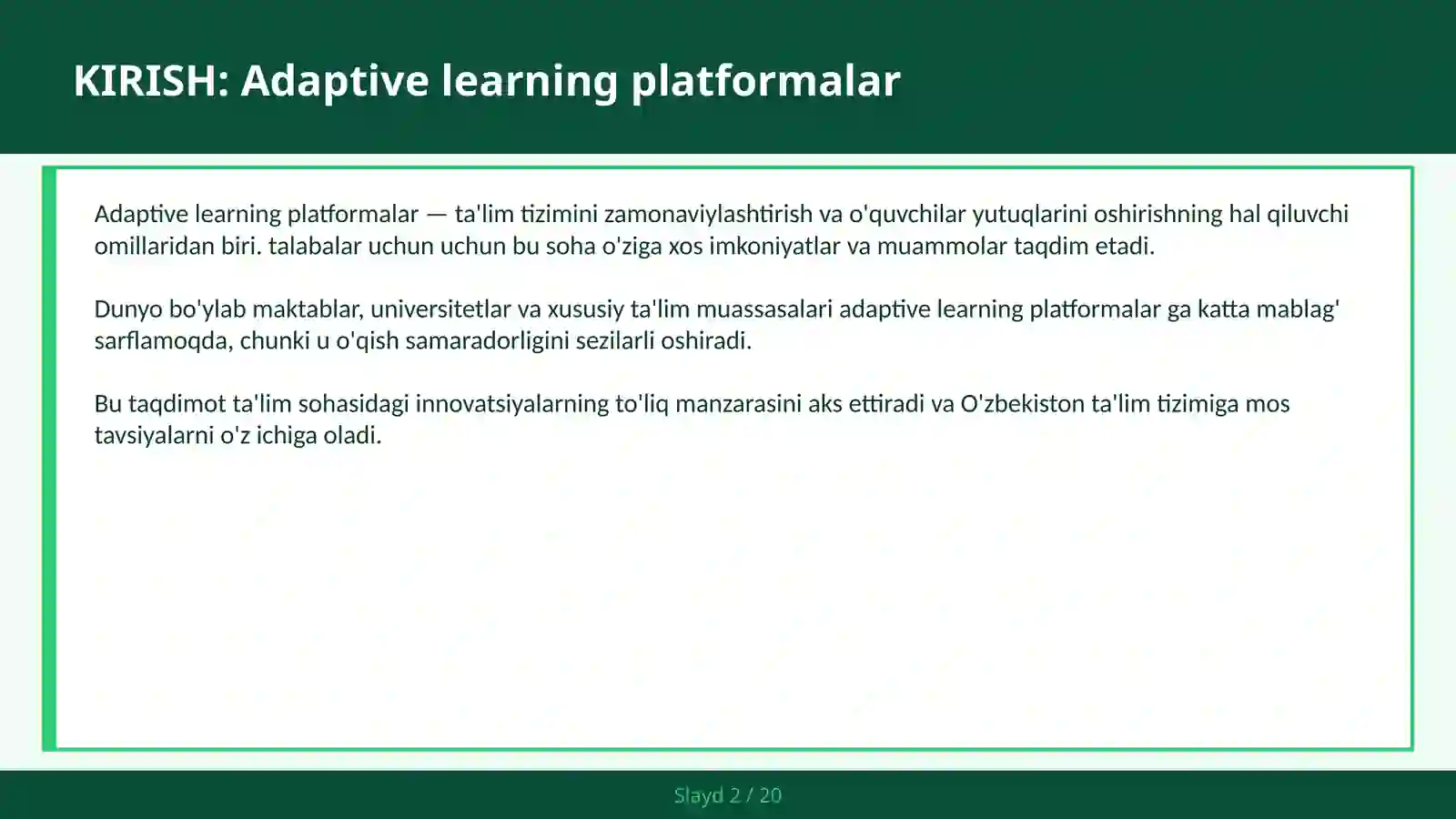 Adaptive learning platformalar 2