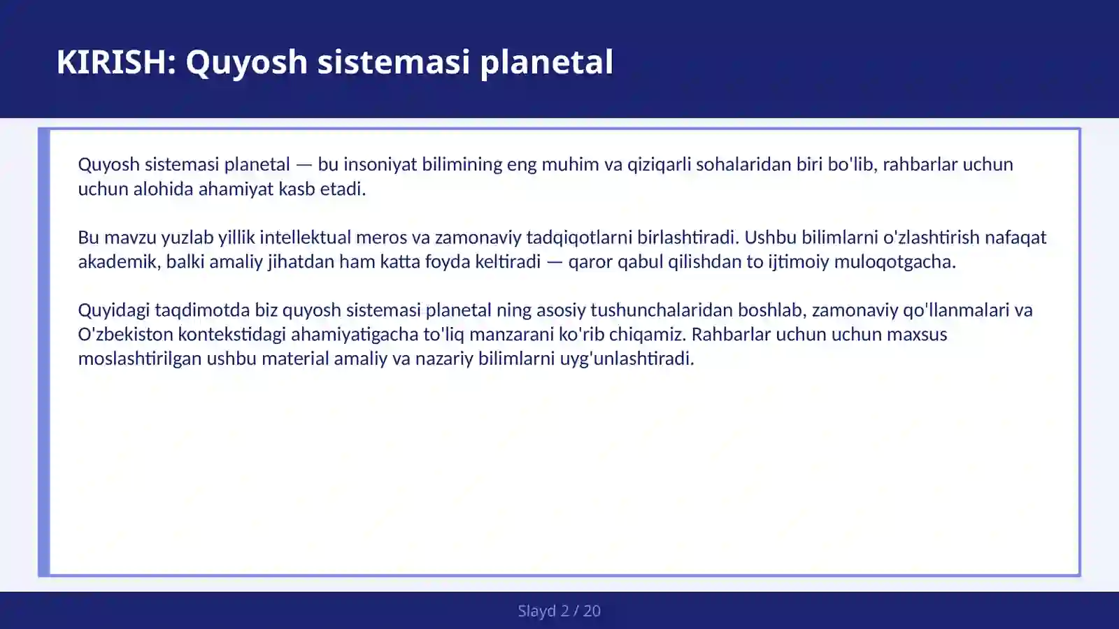 Quyosh Sistemas Planetal 2