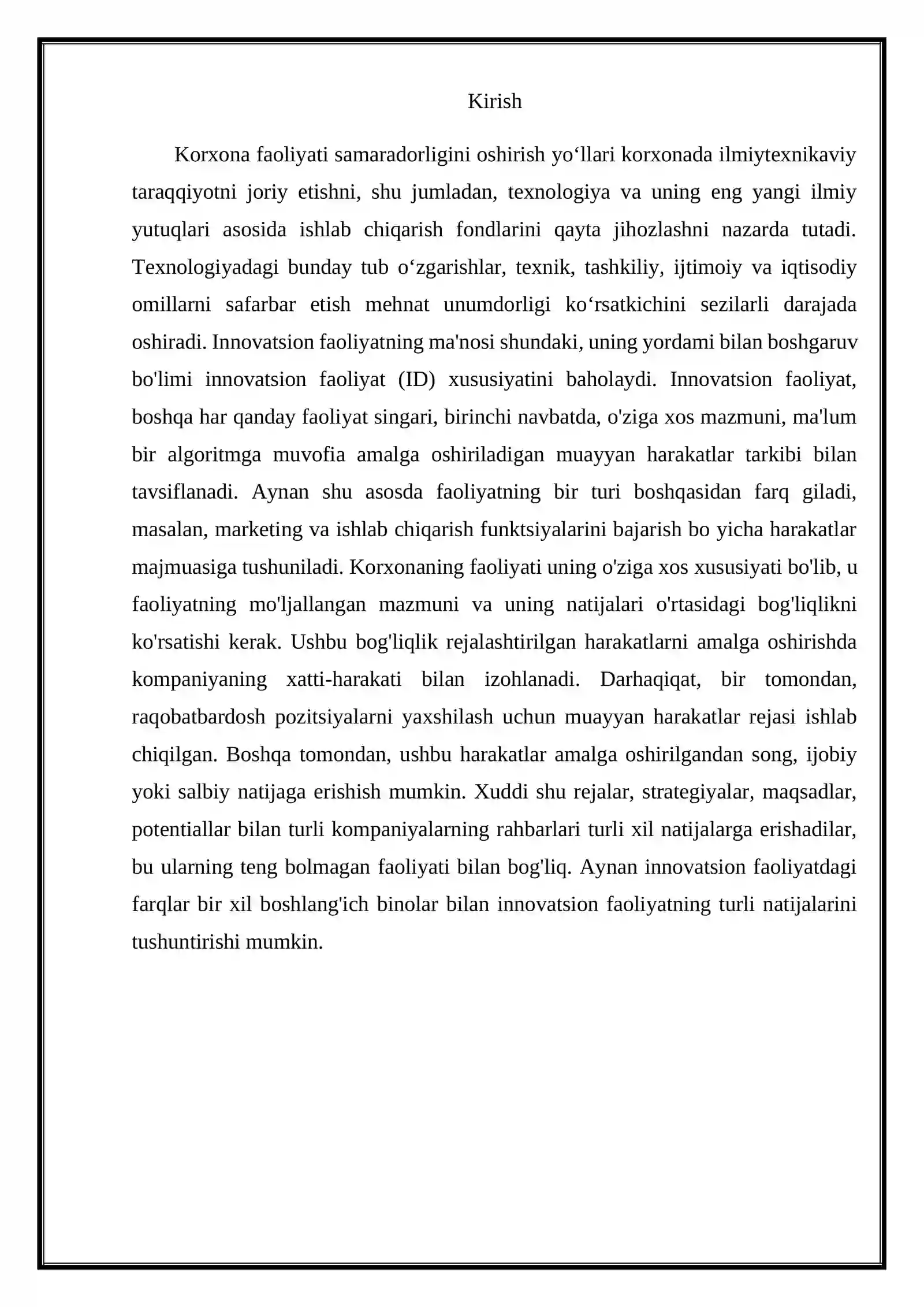 Korxonaning innovatsion faoliyati 2