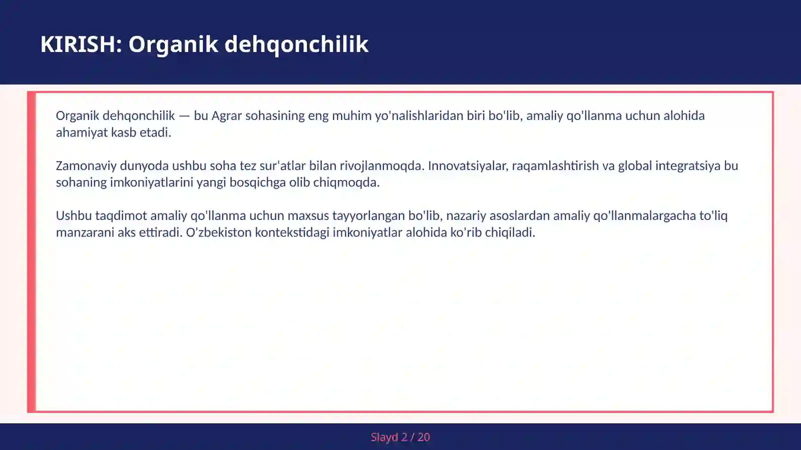 Organik dehqonchilik 2